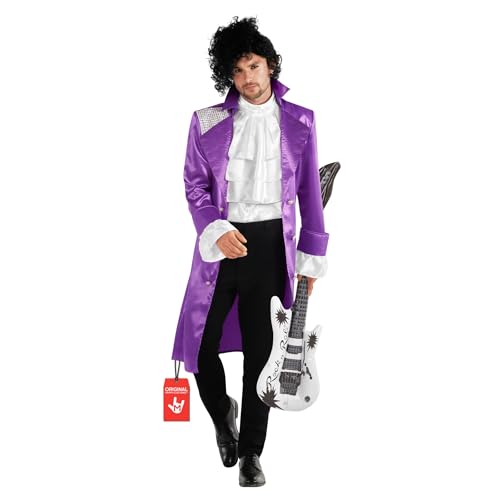 Morph Disfraz Estrella Pop Morado, Traje Músico Años 80 Hombre, Cosplay, Disfraz Carnaval y Halloween - XL
