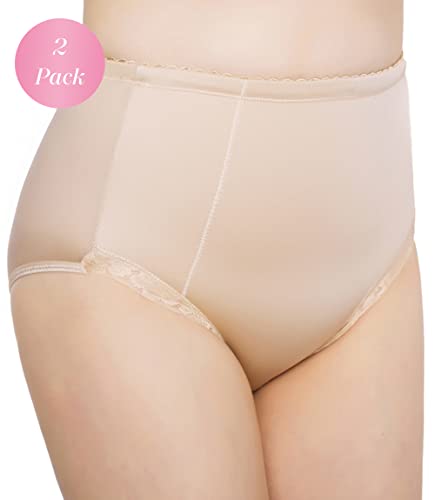 Image of Exquisite Form Women's 51070261A Control Top Slimming Body Shaper Panties, Medium Control, Lace, 2-Pack
