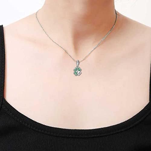 KunBead Jewelry Four Leaf Clover Good Luck Heart Crystal Dangle Pendant Charms Compatible with Pandora Bracelets Necklace for Women