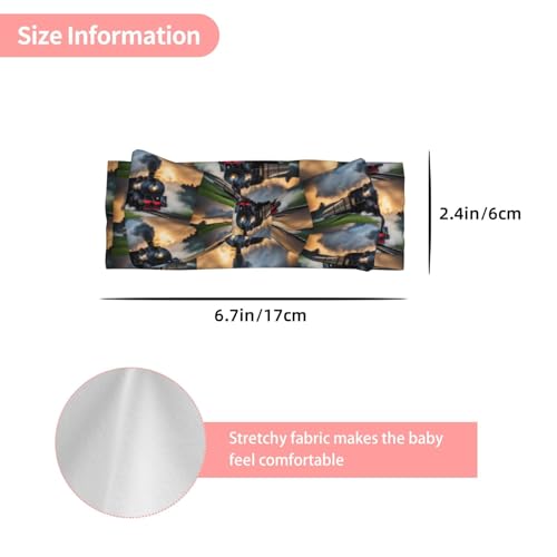 Steam Train Pattern Baby Bow Headband Super Stretchy Soft Bows Hair Accessories for Newborn Infants Toddlers Kids Girls3