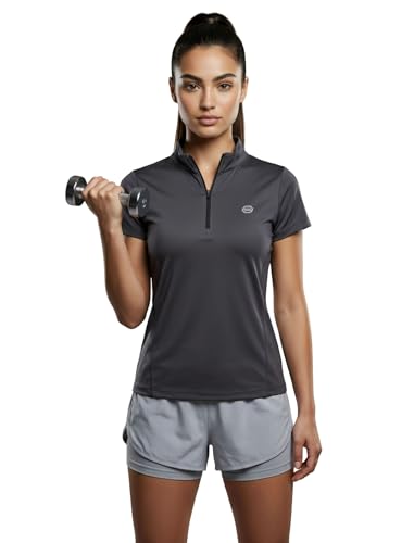 Image of PUMP'D Dry Fit Women's Half Zip Activewear Synthetic Regular Fit T-Shirt | Gym & Yoga