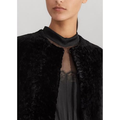 Women's Faux Fur Cape Coat Open Front Round Neck Furry Shaggy Jacket Warm Outerwear3