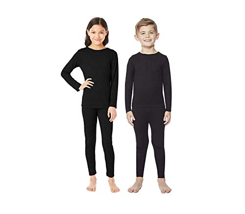 32 Degrees Kid's Heat Base Layer Long Sleeve Crew Neck and Legging Set (Black, X-Large)