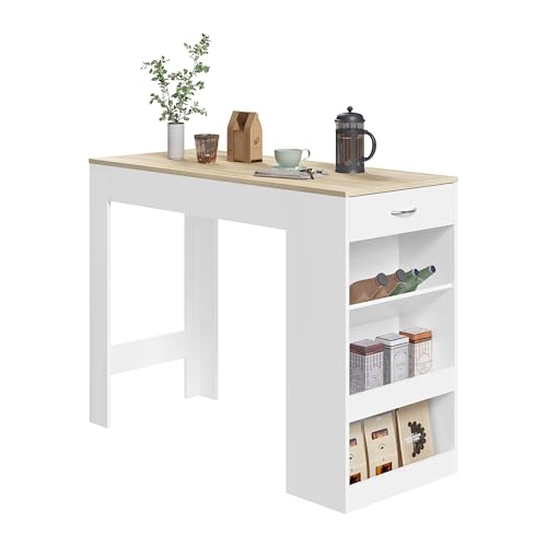 WOLTU Stehtisch Bartisch Bistrotisch, mit 1 Schublade 3 Ablagen,...