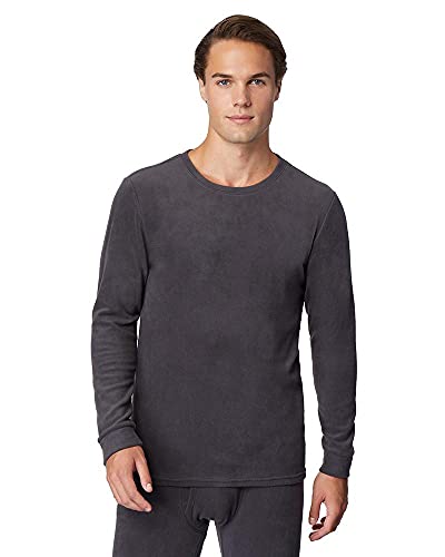 32 Degrees Men’s Heat Performance Thermal Heavyweight Baselayer Crewneck Long Sleeve Fleece Top, Stingray, Medium
