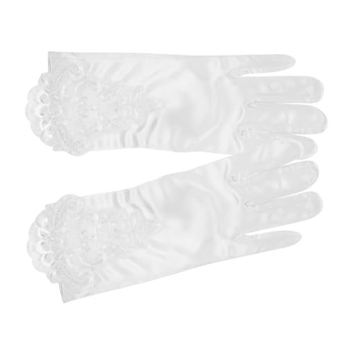 1pair Boy Girl Lace Gloves for Flower Girls Embroidered Gloves for Weddings Performances Elegant Dress-up Accessory for Girls