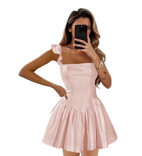 Clothfun Satin Flying Sleeves Short Homecoming Dresses 2025 for Teens Drop Waist Cocktail Dress CY2683