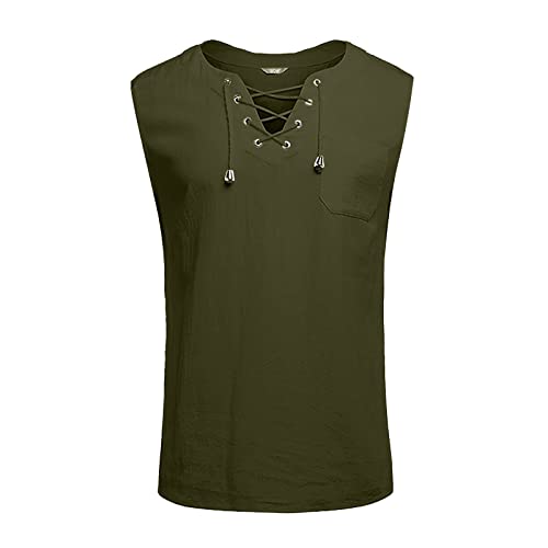 Ymosrh Men's Tank Top Casual Loose Cotton Linen Shirts Colour Shirt Blouse Sleeveless Vest Beach Shirts Tops for Men3