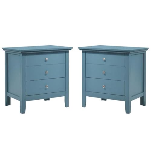 Home Square 2 Piece Solid Wood Nightstand Set with 3