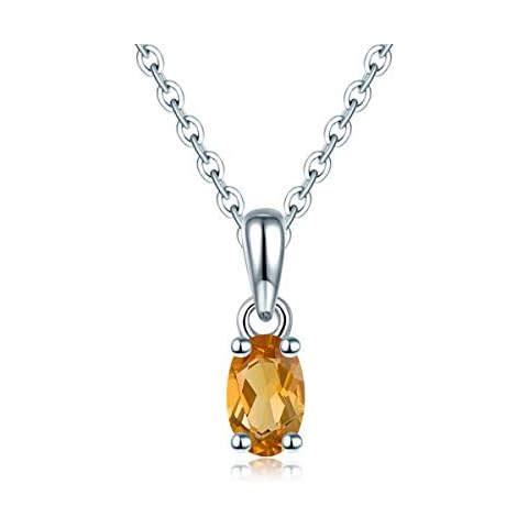 ZhenCai 925 Sterling Silver Citrine Pendant Necklace Cover