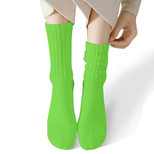 Image of COUVER Womens Scrunched Slouch Socks Soft Cotton Breathable Retro Crew or Knee High, Multiple Colors