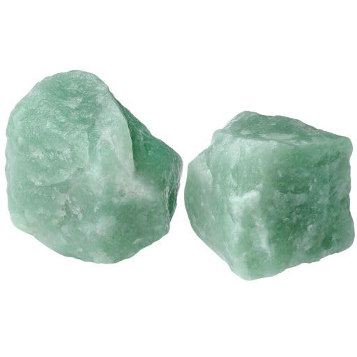 QINJIEJIE Grün Aventurin Große Kristall 2 Stück 100% Natursteine Rohstein Heilsteine Raw Steine Premium Wasserstein für Meditation Reiki Dekosteine