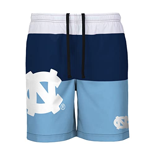 FOCO North Carolina Tar Heels NCAA Mens 3 Stripe Big Logo Swimming Trunks