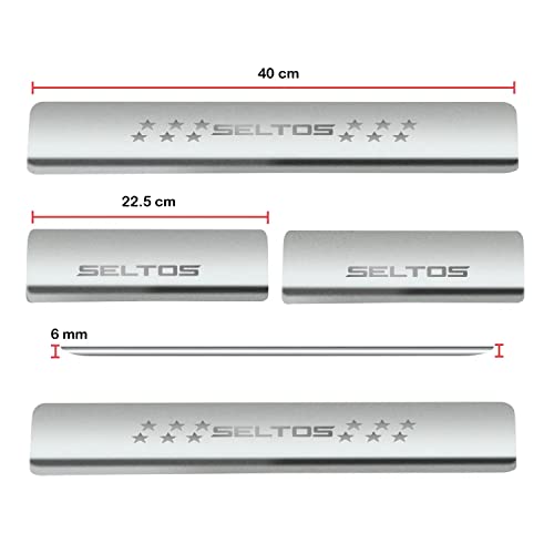 Image of Door Sill /Foot Step Stainless Steel Plates with Kia Seltos (Set of 4 Pcs)