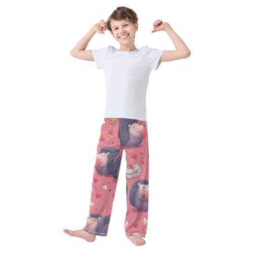 Hedgehog Red Love Boys Long Pants Soft Trousers Elastic Waist Kids Lounge Bottoms with Pockets S-XL3
