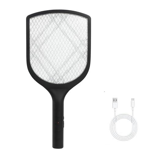 Anti - Mosquito Rechargeable Racquet| Insect Killer Bat | 500mAH Lithium Battery | Electric Fly Swatter| Shock Proof Racket| 6 Months Warranty (Black)