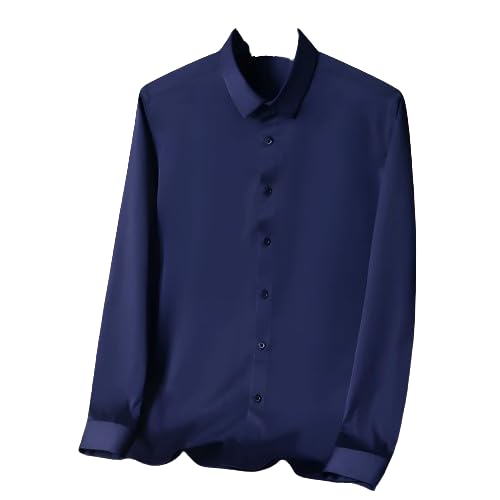 Image of Men's Satin Solid Full Sleeves Regular Fit Shirt