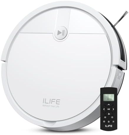 ILIFE V2 Robot Vacuum Cleaner, Tangle-Free Suction, 120 Mins Runt...