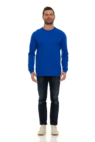 BILLIONHATS Mens Long Sleeve Colorful T-Shirts, 100% Cotton - Crew Neck Bulk Tees for Men, Wholesale Sleeved Tshirt Packs2