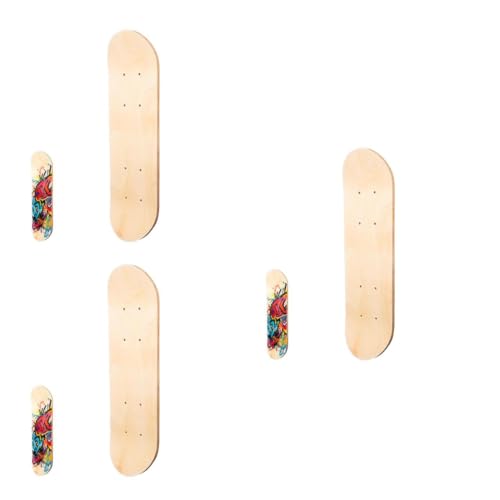 Milisten 3 STK. DIY Skateboard Deck 43cm - Unbehandeltes 7-lagiges Ahornholz - Blanko Board zum Bemalen & Gestalten für Kinder & Graffiti-Künstler