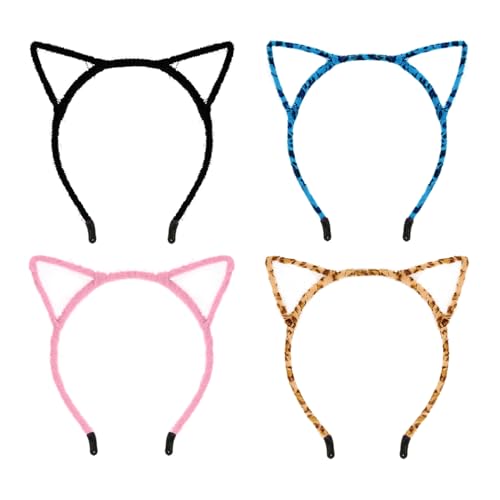 4 peças de diadema de ouvido de gato oco, diadema criativa, diadema de animais, acessórios de papel, acessórios para roupa de festa.