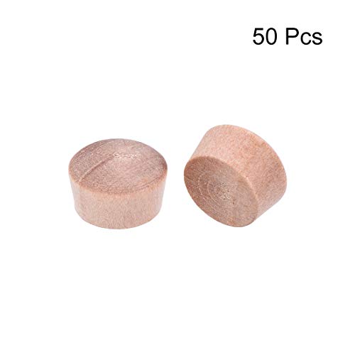 Image of uxcell Wood Button Top Plugs 3 /8 Inch Cherry Hardwood Furniture Plugs 7 /25 Inch Height 50 Pcs