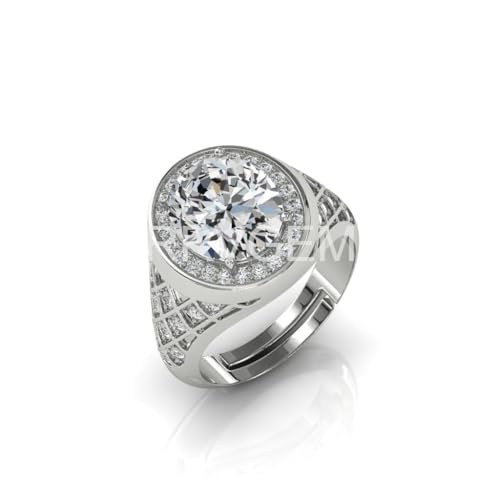 Bague en zircon naturel sertie main avec diamant américain élégant pour homme et femme