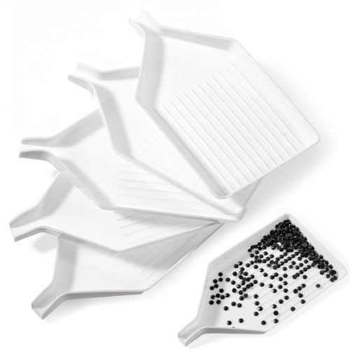 Macuezu Diamond Art Trays 6 Pcs White Bead Sorting Plastic Bead Organizer for Rhinestone Diamond Art Tools and Accessories for DIY Crafts