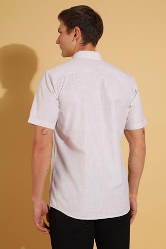 Image of FYLTR Men's Regular Fit Shirt - Half Sleeve | Contrast Placket | Regular Collar | Formal Shirts for Men
