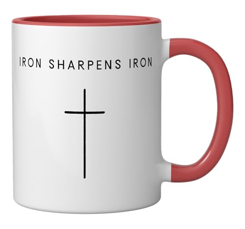 Taza de cerámica cristiana roja y blanca 11 oz miniatura 2