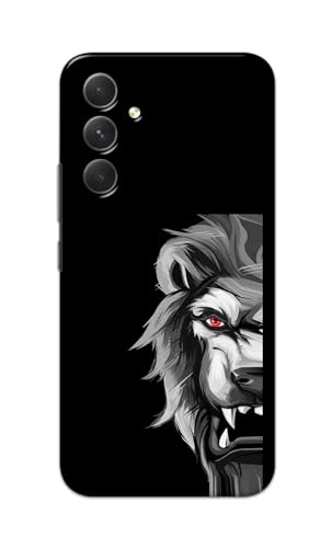 Image of Plastic Printfidaa Printed Hard Back Cover Case For Samsung Galaxy A54 5G Back Cover (Angry Lion) -112, Black