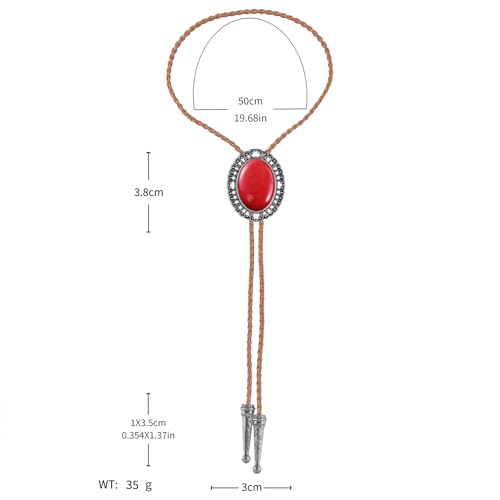 Image of Jeilwiy Bolo Tie for Men Real Stone Westwern Cowboy Ties Silver Bolos Women Leather Necktie Gift for Birthday Christmas