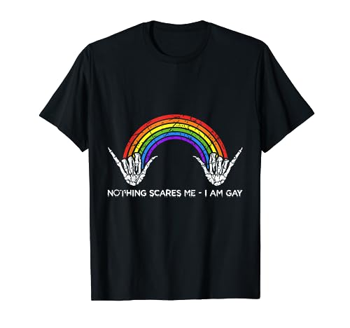 Fun Halloween Gay LGBT Pride Rainbow Skeleton Heart T-Shirt