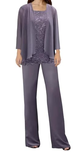 3 Pieces Mother of The Bride Pant Suits with Jacket Women’s Chiffon Plus Size Mother of The Groom Pant Suits3
