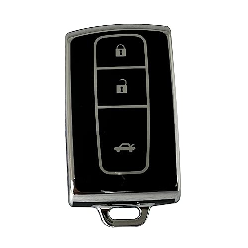 Kinotaka ダイハツ /トヨタ 車用 スマートキーケース 3ボタン プリウス NHW20 20系 / タント/タントカスタム/タントエグゼ/ムーヴ/ムーヴカスタム/パッソ/ミラココア/ブーンなど (ブラック(3ボタンTPU製))