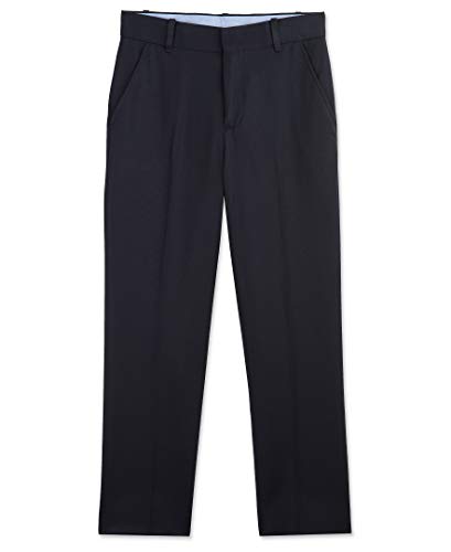 Tommy Hilfiger Boys' Big Flat-Front Dress Pant, Straight Leg Fit, Zip Fly & Belt Loops, Side & Back Pockets, Masters Navy, 16