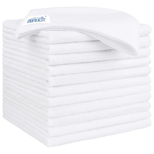 HOMEXCEL White Microfiber Cleaning Cloth 12 Pack 12.5 x 12.5 inch Microfiber Towels for Cars Ultra Absorbent Car Washing Cloth Lint Free Streak Free Cleaning Rags for Car Kitchen and Window