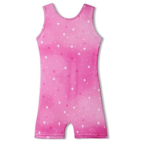 Myqff Pink Star Gymnastics Leotards For Girls Toddler Kids Biketards Tumbling Dance Outfits 4T 5T cover