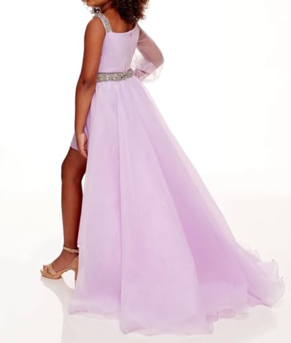 Girls Pageant Dresses Chiffon Satin Ball Gown One Shoulder Sequin Birthday Party Fun Fashion Dress3