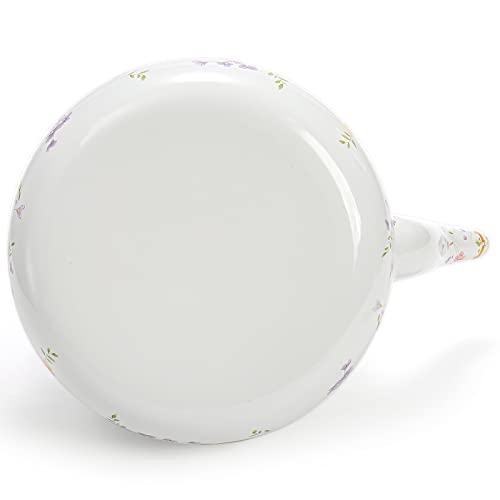 Okllen 2.5L Enamel Teakettle With Ceramic Handle, Classic Floral Tea Kettle, Steel Teapot For Stovetop, Induction Cooker, No Whistling #TOP7