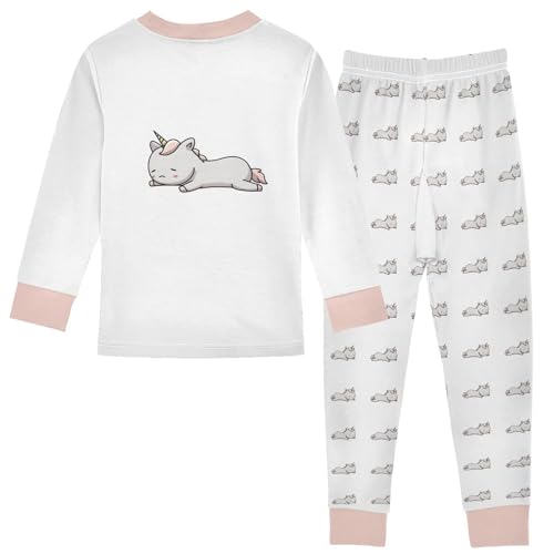 Cartoon Pajamas Set Lies Down Unicorns Long Sleeve PJs Cotton Jammies Sleepwear Top and Pants2