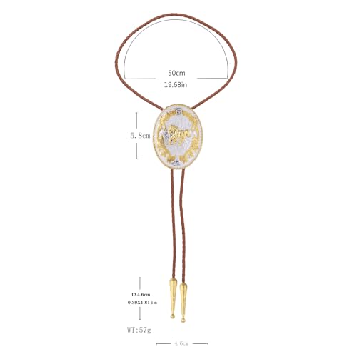 Image of GelConnie Brown Bolo Tie for Men Women Western Ties Mens Gold Bolo Tie Rodeo Cowboy Leather Necktie Cowgirl Tie Wedding