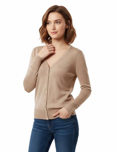 Image of Allsense Women's Long-Sleeve V-Neck Cardigan Sweater | Button Down, Lightweight Soft Knit