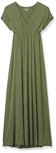 Image of Amazon Essentials Women's V Neck Short Sleeve Empire Waist Maxi Dress