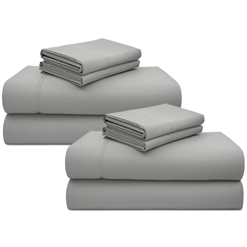 Image of California Design Den 2-Pack Full Sheets Sets - Luxury 600 Thread Count Sateen, 100% Cotton Full Sheet Set, Deep Pockets, Soft, Crisp and Durable Bedding - Light Grey