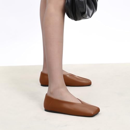 MODENCOCO Womens Flats Square Toe Ballet Flat for Women Loafers Flats Dress Shoes Comfortable Business Casual Work Shoes3