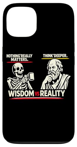Skeleton vs Socrates Funny Philosophy Meme T�V���c �����p �X�}�z�P�[�X iPhone 13 �p