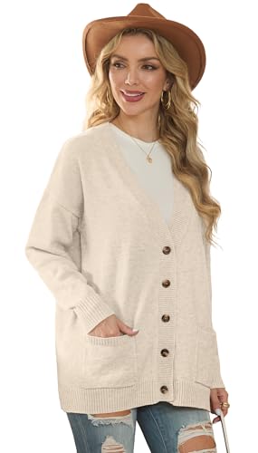 GRECERELLE Women's 2024 Fall Cardigan Sweaters Oversized Open Front Button Knit Outwear Coats with Pockets3