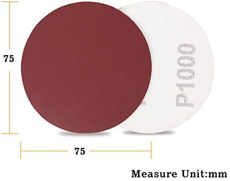 SPEEDWOX Sander Disc 100pc Sanding Hook and Loop Sandpaper 1000 Grit Sanding Discs 3 inch Sandpaper for Wood Drill Grinder Rotary Tools No Hole