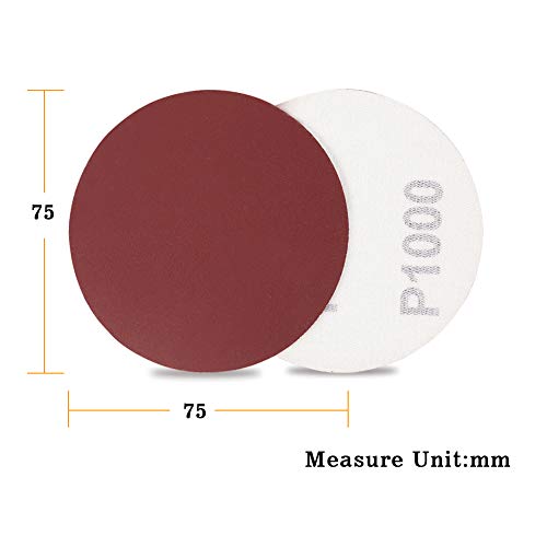SPEEDWOX Sander Disc 100pc Sanding Hook and Loop Sandpaper 1000 Grit Sanding Discs 3 inch Sandpaper for Wood Drill Grinder Rotary Tools No Hole